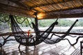 Veranda or terrace with hammocks and cocktails tropical. Thailand Royalty Free Stock Photo