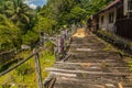 Veranda of a traditional longhouse near Batang Rejang river, Sarawak, Malays Royalty Free Stock Photo