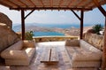 Veranda with wicker furniture in a hotel