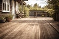 Veranda wooden chairs. Generate Ai Royalty Free Stock Photo