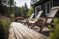 Veranda wooden chairs outside. Generate Ai Royalty Free Stock Photo