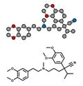 Verapamil calcium channel blocker drug. Mainly used in treatment of hypertension (high blood pressure) and cardiac arrhythmia ( Royalty Free Stock Photo