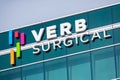 Verb Surgical sign at company headquarters in Silicon Valley, high-tech hub of San Francisco Bay Area