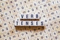 Verb tenses word concept on cubes Royalty Free Stock Photo