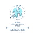 Verbal communication skills turquoise concept icon