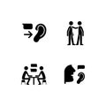 Verbal and nonverbal communication black glyph icons set on white space Royalty Free Stock Photo