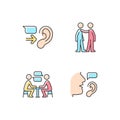 Verbal and nonverbal communication RGB color icons set Royalty Free Stock Photo