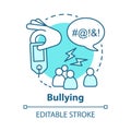 Verbal and social bullying concept icon. Harassment, social abuse and violence idea thin line illustration. Antisocial