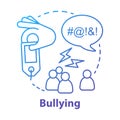 Verbal and social bullying concept icon. Harassment, social abuse and violence idea thin line illustration. Antisocial