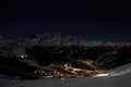 Verbier in the moonlight in winter