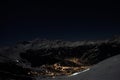 Verbier in the moonlight in winter