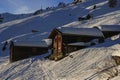 The sun sets over verbier in winter