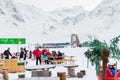 Ski resort in Swiss Alps near Restaurant Le Dahu