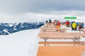 Ski resort in Swiss Alps near Restaurant Le Dahu