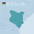 Verctor Map of cities and roads in Kenya.