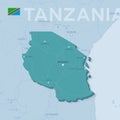 Verctor Map of cities and roads in Tanzania.
