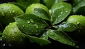 Verdant Drops: Lime Leaves with Morning Dew Royalty Free Stock Photo