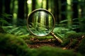 Verdant Forest magnifying glass background. Generate Ai Royalty Free Stock Photo