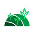 Verdant hills sprout new life. Eco growth symbolizes renewal. Earth care message conveyed. Vector illustration. EPS 10.