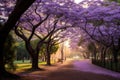 Verdant Jacaranda trees park. Generate Ai