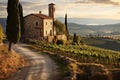 Verdant Landscape of tuscany winery scenic rural. Generate AI