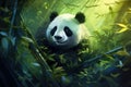 Verdant Panda bamboo forest. Generate Ai