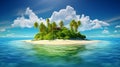 Verdant sea surrounds a remote island oasis.AI Generated Royalty Free Stock Photo