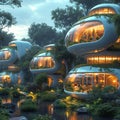 Verdant Verticals: The Eco-Futuristic Habitats Royalty Free Stock Photo