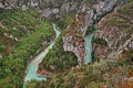 Verdon Gorge, Provence-Alpes-Cote d`Azur, France: meander of the river on the border between the municipalities of Rougon, La Royalty Free Stock Photo