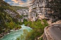 Verdon Gorge, Provence, France: landscape of the river canyon Royalty Free Stock Photo