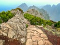 Vereda do Ariero Pico Ruvio, popular walkway over mountains of Madeira Royalty Free Stock Photo