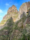 Vereda do Ariero Pico Ruvio, popular walkway over mountains of Madeira Royalty Free Stock Photo