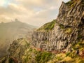 Vereda do Ariero Pico Ruvio, popular walkway over mountains of Madeira Royalty Free Stock Photo