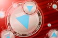 Verge XVG crash, bubble. Verge XVG cryptocurrency coins in a bubbles on the binary code background