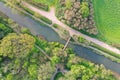 0verhead view of the restored Berks and Wilts canal near Wootton Bassett