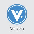 Vericoin Digital Currency Coin. Vector Trading Sign of VRC.