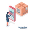 Verification application. Scanning QR code on mobile phone Royalty Free Stock Photo