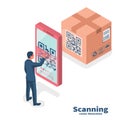 Verification application. Scanning QR code on mobile phone Royalty Free Stock Photo