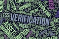 Verification, conceptual word cloud for business, information technology or IT. Royalty Free Stock Photo