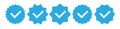 Verified badge vector blue color isolated on background