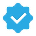 Verified badge vector blue color isolated