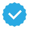 Verified badge vector blue color isolated