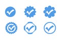 Verified badges. Verification or guaranteed stamp icon set. Flat style. Royalty Free Stock Photo