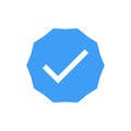 Verified blue icon isolated on white. Vector illustration Royalty Free Stock Photo