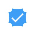 Verified blue icon isolated on white. Vector illustration Royalty Free Stock Photo