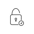 Verified locker icon. Approved protection lock sign. Confirmed security symbol. Classic flat style. Quality design Royalty Free Stock Photo