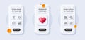 Verified locker, Save planet and Parking payment line icons pack. For web app. 3d phone mockups. Vector