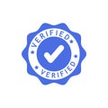 Verified stamp circle with checklist icon blue vector Royalty Free Stock Photo