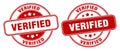 Verified stamp. verified label. round grunge sign