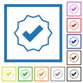 Verified sticker outline flat framed icons Royalty Free Stock Photo